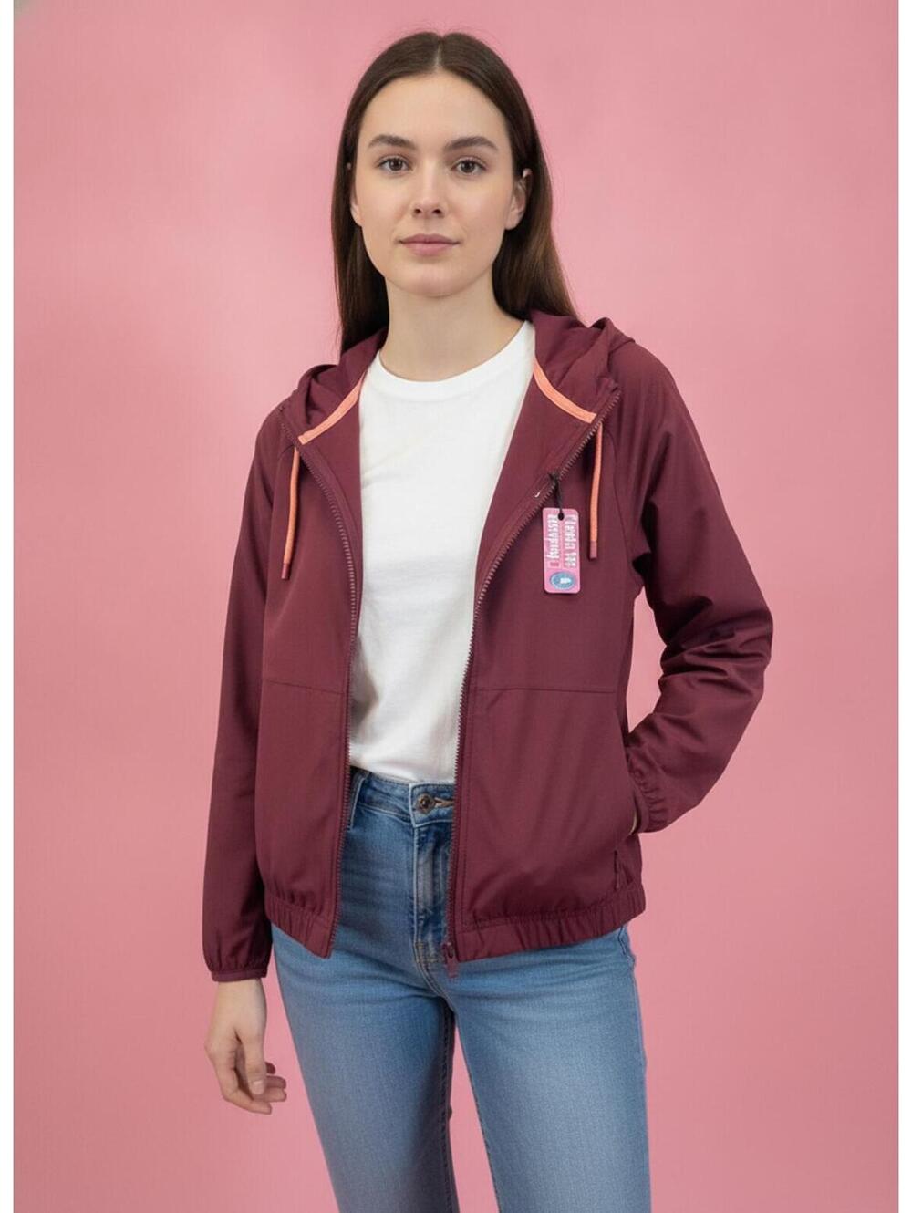 DeftDuck Finds Fabletics Women's Lightweight Burgundy Hooded Jacket with Zip-Up